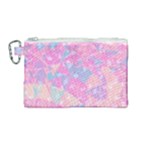 Pink Blue Peach Color Mosaic Canvas Cosmetic Bag (Medium)