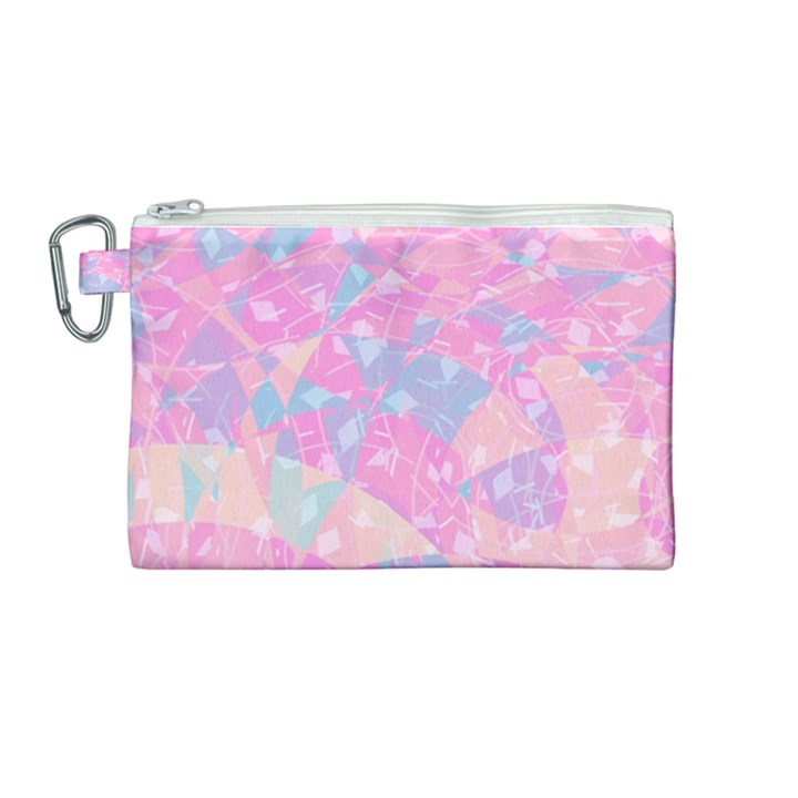 Pink Blue Peach Color Mosaic Canvas Cosmetic Bag (Medium)