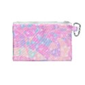 Pink Blue Peach Color Mosaic Canvas Cosmetic Bag (Medium) View2