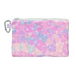 Pink Blue Peach Color Mosaic Canvas Cosmetic Bag (Large)