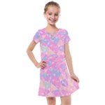 Pink Blue Peach Color Mosaic Kids  Cross Web Dress