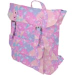 Pink Blue Peach Color Mosaic Buckle Up Backpack