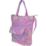 Pink Blue Peach Color Mosaic Shoulder Tote Bag