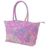 Pink Blue Peach Color Mosaic Canvas Shoulder Bag
