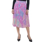 Pink Blue Peach Color Mosaic Classic Velour Midi Skirt 