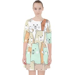 Colorful-baby-bear-cartoon-seamless-pattern Pocket Dress by Sobalvarro