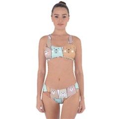 Colorful-baby-bear-cartoon-seamless-pattern Criss Cross Bikini Set by Sobalvarro