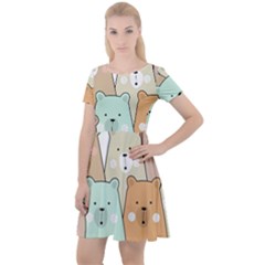 Colorful-baby-bear-cartoon-seamless-pattern Cap Sleeve Velour Dress  by Sobalvarro