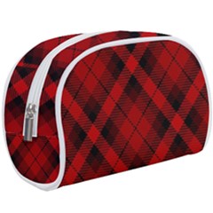 Red And Black Plaid Stripes Makeup Case (large) by SpinnyChairDesigns
