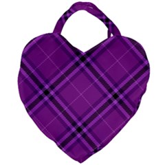 Purple And Black Plaid Giant Heart Shaped Tote by SpinnyChairDesigns