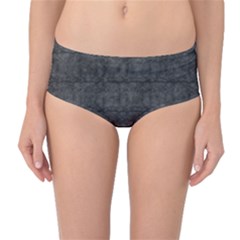 Matte Charcoal Black Color  Mid-waist Bikini Bottoms by SpinnyChairDesigns