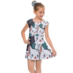 Seamless-cute-cat-pattern-vector Kids  Cap Sleeve Dress by Sobalvarro