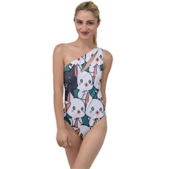 Seamless-cute-cat-pattern-vector To One Side Swimsuit by Sobalvarro