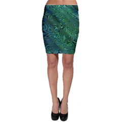 Emerald Green Blue Marbled Color Bodycon Skirt by SpinnyChairDesigns