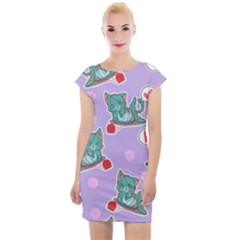 Playing Cats Cap Sleeve Bodycon Dress by Sobalvarro