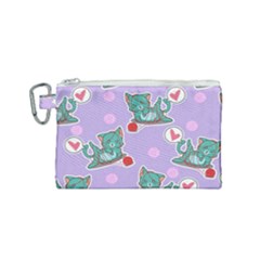 Playing Cats Canvas Cosmetic Bag (small) by Sobalvarro
