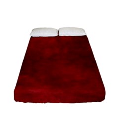 Scarlet Red Velvet Color Faux Texture Fitted Sheet (full/ Double Size) by SpinnyChairDesigns