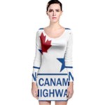 CanAm Highway Shield  Long Sleeve Velvet Bodycon Dress
