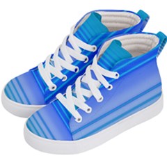 Blue Purple Color Stripes Ombre Kids  Hi-top Skate Sneakers by SpinnyChairDesigns