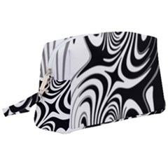 Black And White Abstract Stripes Wristlet Pouch Bag (large) by SpinnyChairDesigns