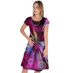 Fractal Circles Abstract Classic Short Sleeve Dress
