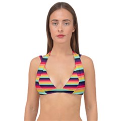 Contrast Rainbow Stripes Double Strap Halter Bikini Top by tmsartbazaar
