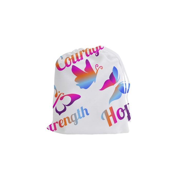 Strength Courage Hope Butterflies Drawstring Pouch (Small)