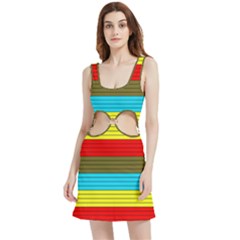 Multicolor With Black Lines Velvet Cutout Dress by tmsartbazaar