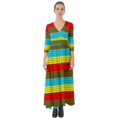 Multicolor With Black Lines Button Up Boho Maxi Dress by tmsartbazaar