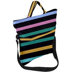 Colorful Mime Black Stripes Fold Over Handle Tote Bag by tmsartbazaar