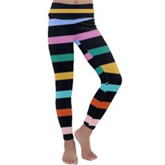 Colorful Mime Black Stripes Kids  Lightweight Velour Classic Yoga Leggings by tmsartbazaar