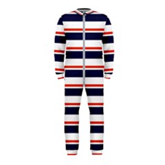 Red With Blue Stripes Onepiece Jumpsuit (kids) by tmsartbazaar