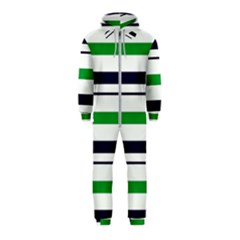 Green With Blue Stripes Hooded Jumpsuit (kids) by tmsartbazaar