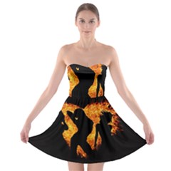 Shadow Heart Love Flame Girl Sexy Pose Strapless Bra Top Dress