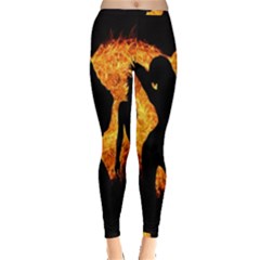 Shadow Heart Love Flame Girl Sexy Pose Inside Out Leggings by HermanTelo