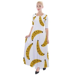 Banana Fruit Yellow Summer Half Sleeves Maxi Dress