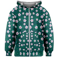 Porcelain Flowers  On Leaves Kids  Zipper Hoodie Without Drawstring by pepitasart