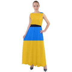 Bright Yellow With Blue Chiffon Mesh Boho Maxi Dress by tmsartbazaar