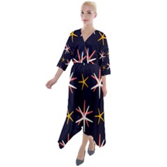 Starfish Quarter Sleeve Wrap Front Maxi Dress