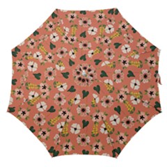Flower Pink Brown Pattern Floral Straight Umbrellas by Alisyart
