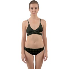 Army Green Black Buffalo Plaid Wrap Around Bikini Set by SpinnyChairDesigns