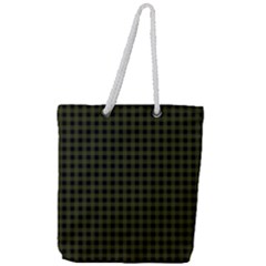 Army Green Black Buffalo Plaid Full Print Rope Handle Tote (large) by SpinnyChairDesigns