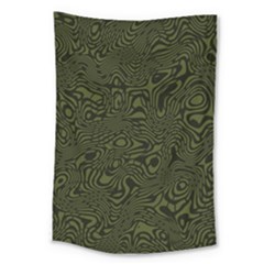 Army Green And Black Stripe Camo Large Tapestry by SpinnyChairDesigns