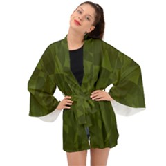 Army Green Color Pattern Long Sleeve Kimono by SpinnyChairDesigns