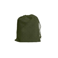 Army Green Color Polka Dots Drawstring Pouch (small) by SpinnyChairDesigns
