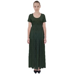 Army Green Color Polka Dots High Waist Short Sleeve Maxi Dress by SpinnyChairDesigns