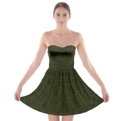 Army Green Texture Strapless Bra Top Dress by SpinnyChairDesigns
