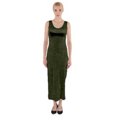 Army Green Texture Fitted Maxi Dress by SpinnyChairDesigns