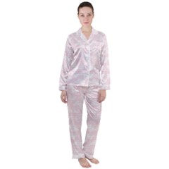 Ballet Pink White Color Butterflies Batik  Satin Long Sleeve Pyjamas Set by SpinnyChairDesigns