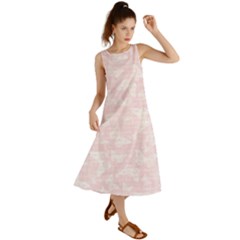 Ballet Pink White Color Butterflies Batik  Summer Maxi Dress by SpinnyChairDesigns